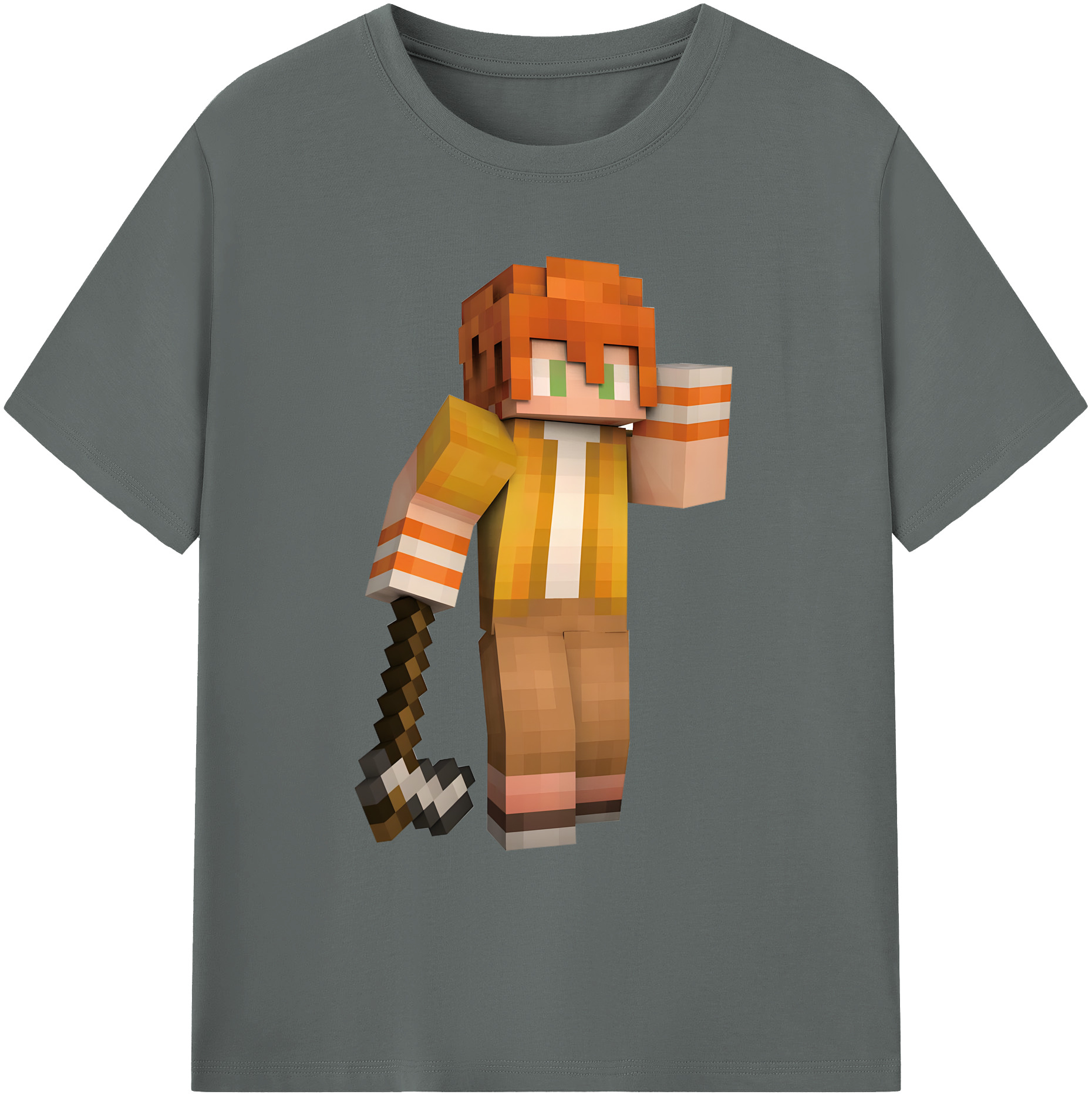 （画像用） マインクラフト ブロックの世界 Minecraft MC Block world 綿100％ メンズ半袖Tシャツ｜肌触りやわらか＆通気性